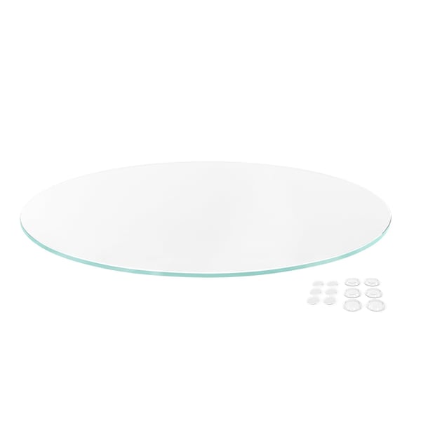 Fab Glass And Mirror 60in Round Ultra Clear Glass Table Top, Flat Edge, Low Iron Extra Clear Tempered Glass 1/4 I LI-60RT6THFL - main