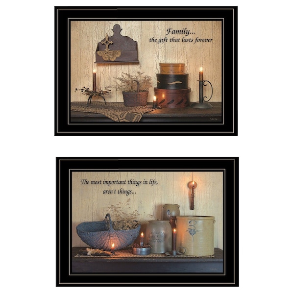 Homeroots Set Of Two Family Forever 2 Black Framed Print Wall Art, 2PK 407110 - main