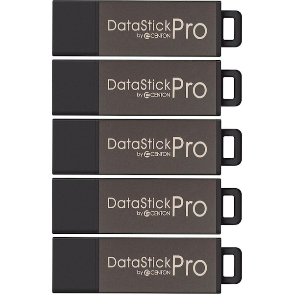 Centon Centon DataStick Pro USB 2.0 Flash Drives - 8 GB - USB 2.0 - Gray - 5 Year Warranty - 5 Pack S1-U2P5-8-5B - main