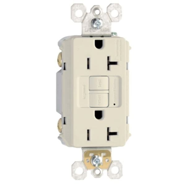 Legrand Pass & Seymour radiant Series GFCI Duplex Receptacle, Nylon, Light Almond, 2-Pole, 20 A, 125 VAC 2097LACCD12 - main
