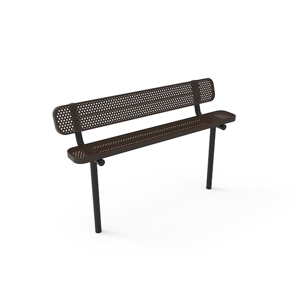 Mytcoat 6ft Outdoor Bench with Back, Inground, Brown, Punched Steel, TexturedCoating 804213 - main