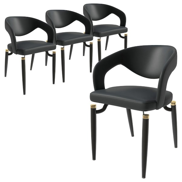 Leisuremod Entice Modern Leather Dining Chair with Iron Legs Open-Back Design in Charcoal, 4PK EC60CH-4 - main