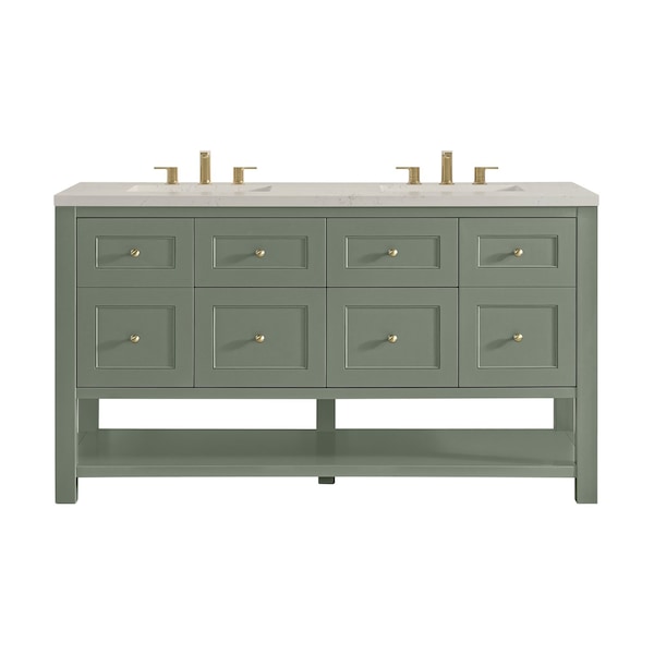 James Martin Vanities Breckenridge 60" Double Vanity, Smokey Celadon, w/ 3 CM Siberian Silestone Top 330-V60D-SC-3SFR - main