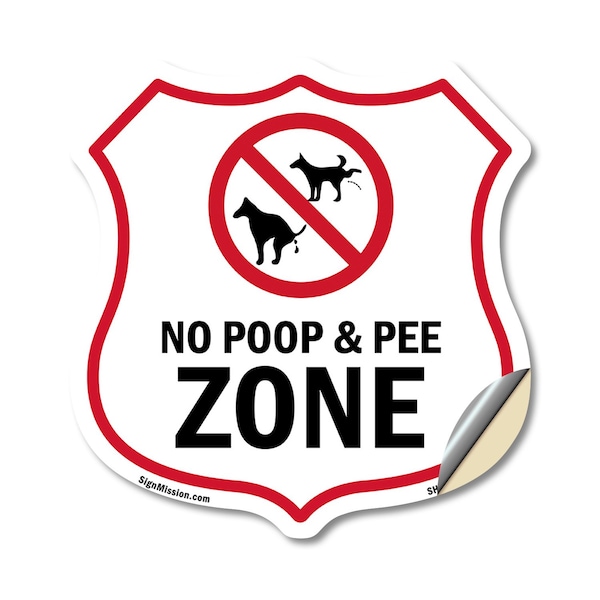 Signmission Dog Poop Shield Sign No Poop & Pee Zone, 12 Inch X 12 Inch, Vinyl Decal SHI-D-12-375 - main
