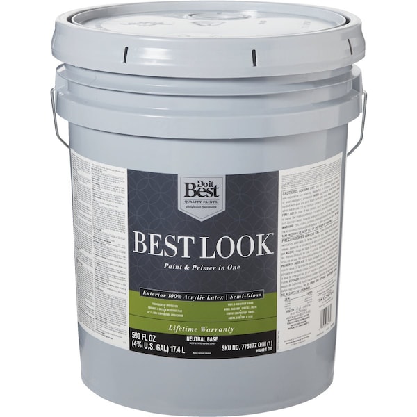 Do It Best 100% Acrylic Latex Premium Paint & Primer In One Semi-Gloss Exterior House Paint Neutral Base 5 Gal. HW40T0705-20 - main
