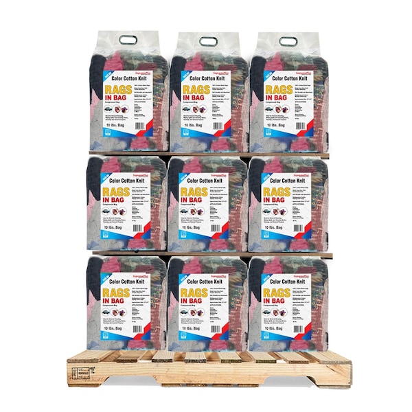 Supremeplus New Color Knit T-Shirt Cleaning Rags, 960 lbs. Pallet, 96 x 10 lbs. Bags, 96PK SP-1445 - main