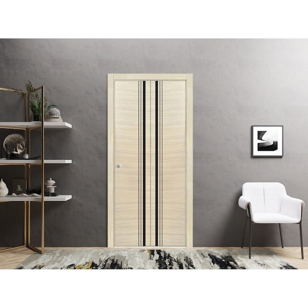 Sartodoors Sliding Closet Bi-fold Doors, Planum 0011 Natural Veneer and Aluminum Strips, Sturdy Tracks Molding PLANUM0011BF-SHP-64 - main