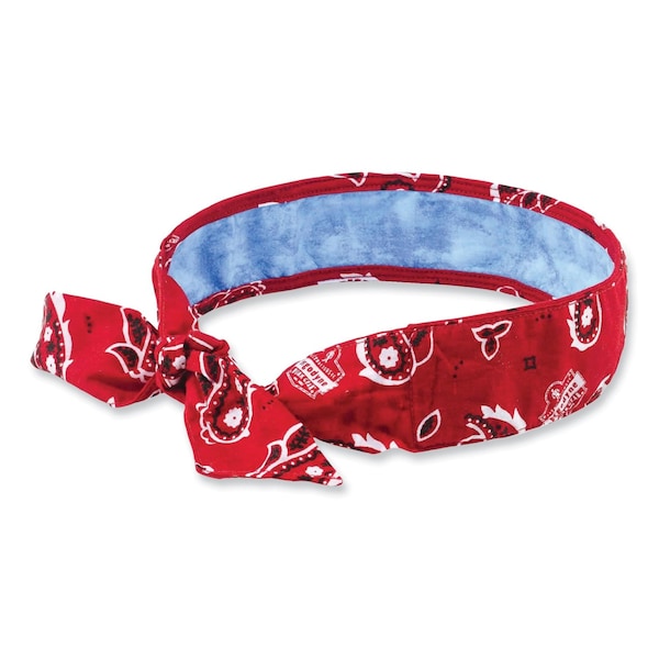 Ergodyne Chill-Its 6700CT Cooling Bandana PVA Tie Headband, One Size Fits Most, Red Western 12563 - main