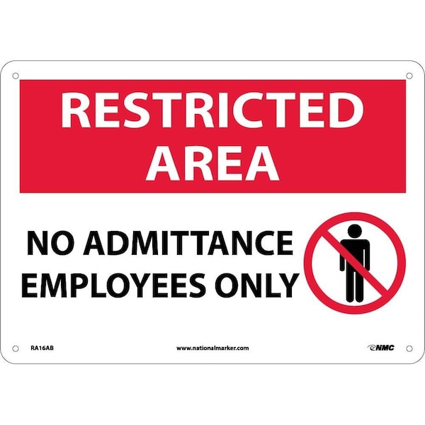 Nmc Restricted Area No Admittance Employees Only Sign, RA16AB RA16AB - main