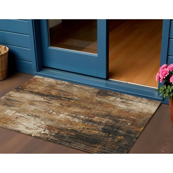 Homeroots 3' X 5' Taupe Gray And Ivory Abstract Washable Indoor Outdoor Area Rug 617674 - main