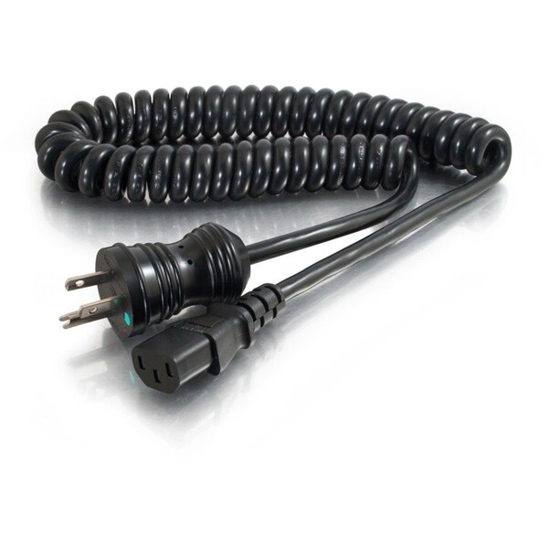 C2G 6FT 18AWG HSP PC COILED 5-15P-C13 BK TAA 48065 - main
