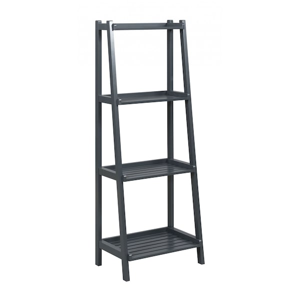 Homeroots 60" Leaning Ladder Bookshelf With 4 Shelves In Graphite 380041 - main