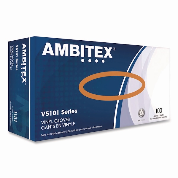 Ambitex V5101 Series Latex-Free Powdered Vinyl Gloves, 3 mil, X-Large, Clear, 100PK VXL5101 - main