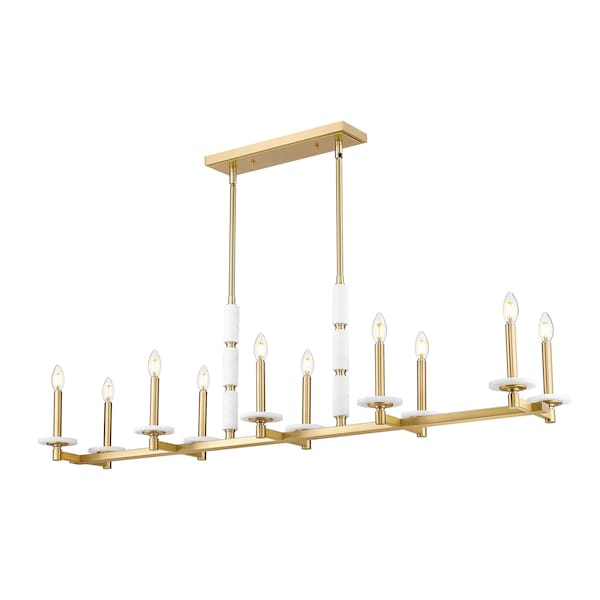 Z-Lite Kaden 10-Light Linear Chandelier, 12 in W, Modern Gold 3045-10L-MGLD - main