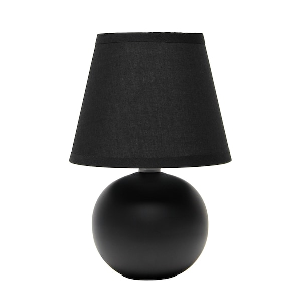 Homeroots 9" Black Ceramic Round Table Lamp With Black Drum Shade 642878 - main