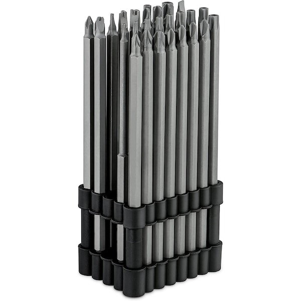 Neiko 0.25 in Drive S2 Steel Extra Long Security Screwdriver Bit Set, 32-Pieces, 6 in Length 10224A - main