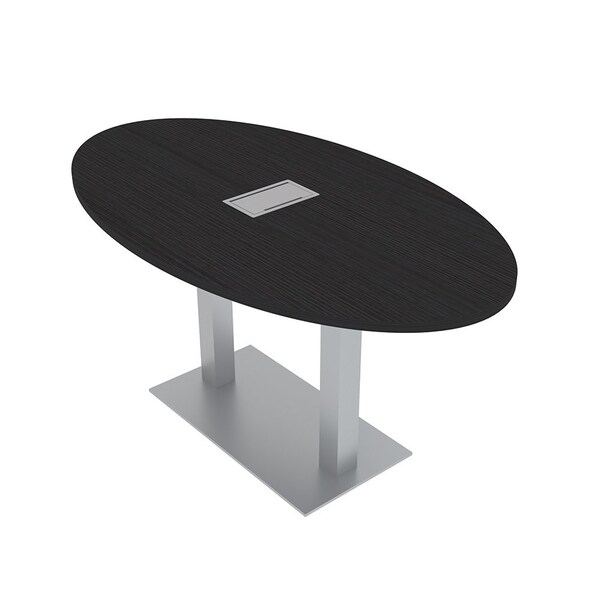 Skutchi Designs Oval Conference Table With Power, 36 in W, 72 in L, Black HAR-OVL-36X72-DOU-U999ST19-ESIL - main