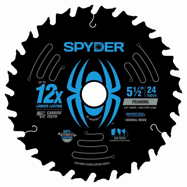 Spyder 5-1/2-Inch 24-Tooth Framing Saw Blade for Framing 13109 - main