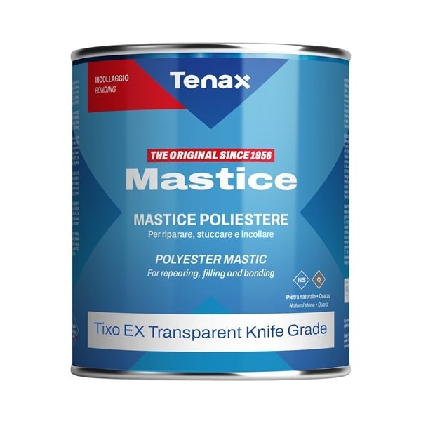 Tenax Tixo XE - Knife-Grade Transparent Polyester Mastic - 1 Quart. Ideal for Exposed Bonding, Lamincatio TMtixo - main