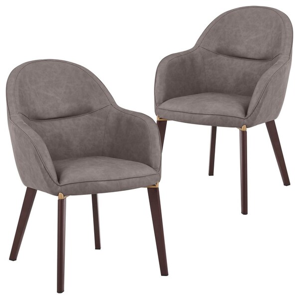 Leisuremod Elias Dining Chair Upholstered in Leather Velvet and Powder Coated Iron Legs, 2PK EDC21DGR-2 - main