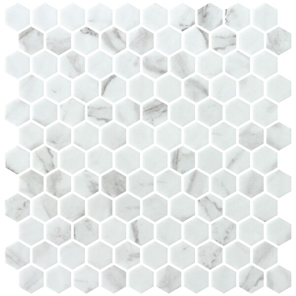 Andova Tiles Vargal 1-in. Honeycomb Marble Look Recycled Glass Hexagon Wall & Floor Mosaic Tile, 11PK ANDVAR1296 - main