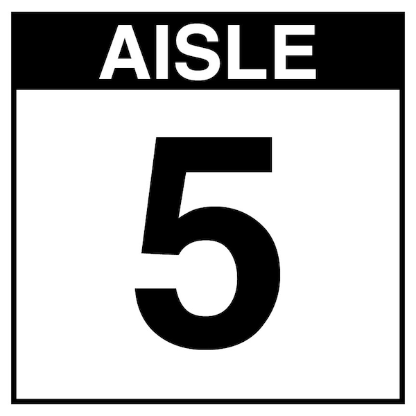 5S Supplies Warehouse Aisle 5 Sign - 24in x 24in - DOUBLE - BRKT - PVC AISLE5-24X24-DOUBLE-BRKT - main