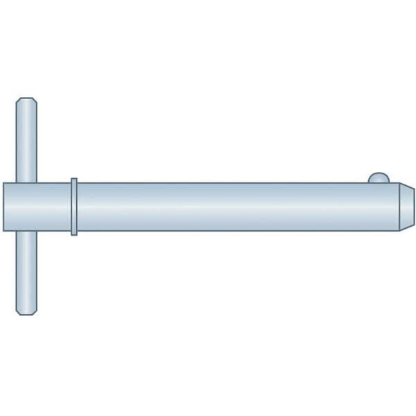 Huyett Shoulder Stop Detent Pin, T Handle, Zn Plt Med Carbon Steel, .625 Dia x 3.5 Eff L x .630 Hole Dia DTP-0625-3500ST - main