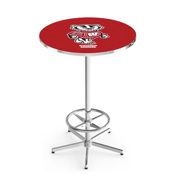 Holland Bar Stool Co 42" Chrome Wisconsin "Badger" Pub Table, 36" dia. Top L216C4236WI-Bdg - main