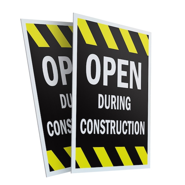Signmission Open During Construction, Plastic Signs Only 24 Inch x 36 Inch, Corrugated Plastic, 2PK CSB-2436-2PACK-Open During Construction - main