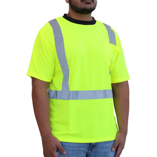 Glow Shield Polyester, One Upper Chest Pocket, 2"W Silver Retro Reflective Stripes, Green M HW102FG M - main