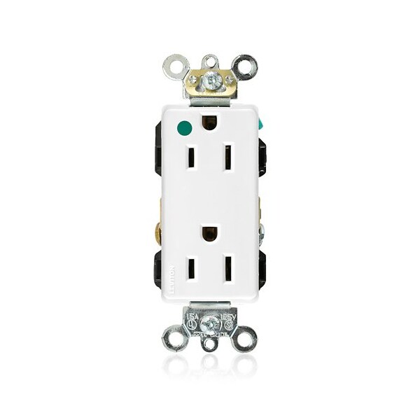 Leviton PlugsandReceptacles, 15A, 125VAC, Wht, Nylon 16262-HGW - main