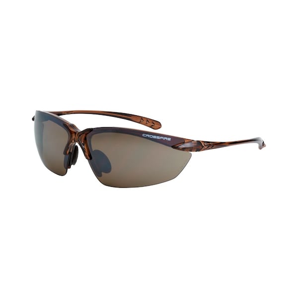Crossfire Polarized Safety Glasses, Wraparound Brown Mirror Polycarbonate Lens, Scratch-Resistant, PR 9117 - main