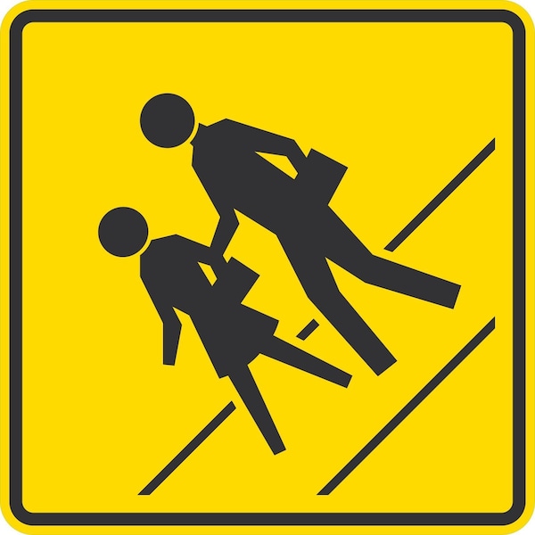 Lyle Pedestrian Crossing Symbol, 36x36, High Intensity Prismatic, Yellow G-16225-HI_36x36 - main