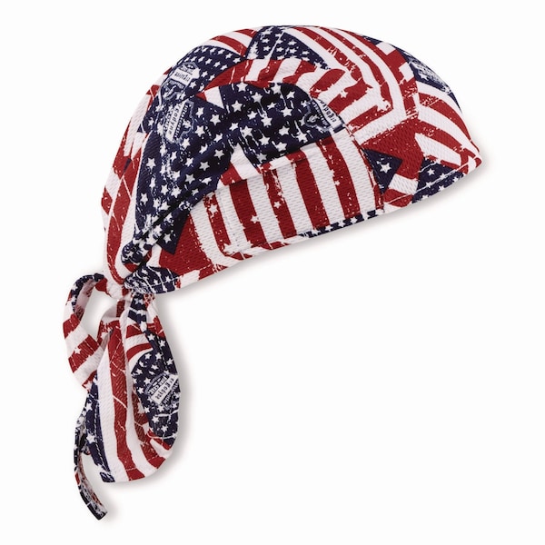 Ergodyne Chill-Its 6615 Bandana Doo Rag with Terry Cloth Sweatband, One Size Fits Most, Stars and Stripes 12477 - main