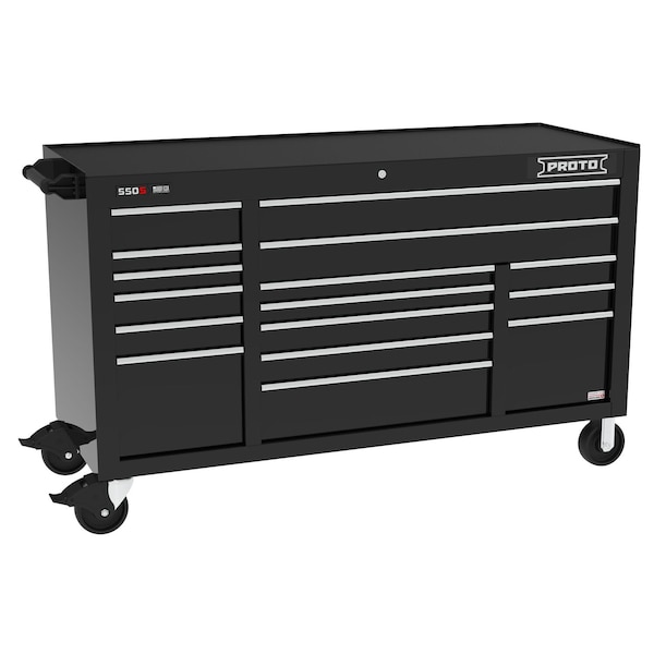 Proto 550 Series Rolling Tool Cabinet, 16 Drawer, Black, 67 in W x 25-1/4 in D x 41 in H J556741B-16BKPD - main