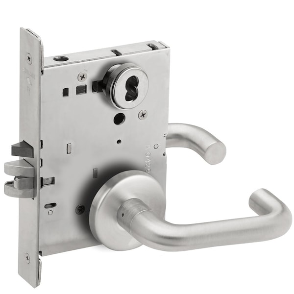 Schlage Grade 1 Institution Mortise Lock, SFIC Prep Less Core, 03 Lever, B Rose, Satin Chrome Finish, Field L9082B 03B 626 - main