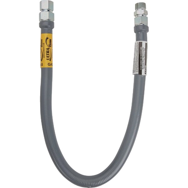 Dormont Ultra Flow 1-1/4'' OD x 24'' SS Gas Connector 1'' Male x 1'' Female, Tapped 3/4'' Female 51-5152-24 - main