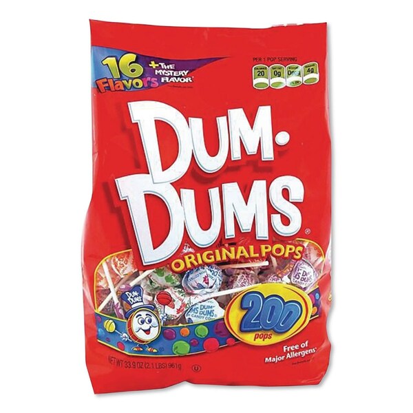 Spangler Dum-Dum-Pops, Assorted, Individually Wrapped, 33.9 oz, 200PK SPN71 - main