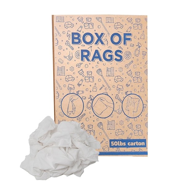 Supremeplus Recycled White Flannel (Polishing) Cleaning Rags, 50 lbs. Box SP-9886 - main