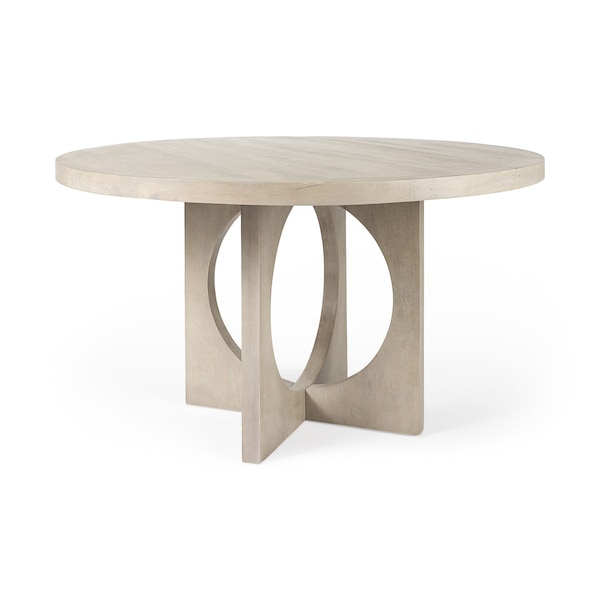 Homeroots 54" Natural Rounded Pedestal Base Dining Table 397612 - main