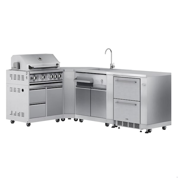 Koolmore Outdoor Kitchen with 30 in. BBQ Grill, Grill Cabinet, Corner Cabinet, Sink, Fridge and Cabinet KM-OKSKIT-CONFIG115 - main