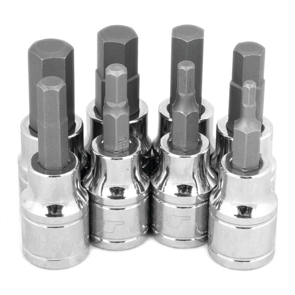 Perform Tool Socket Set 3/8 In drive; Metric; Hex Bit; With 3 mm To 10 mm Hex Bit; 8 Pieces; Polished Nickel W38890 - main