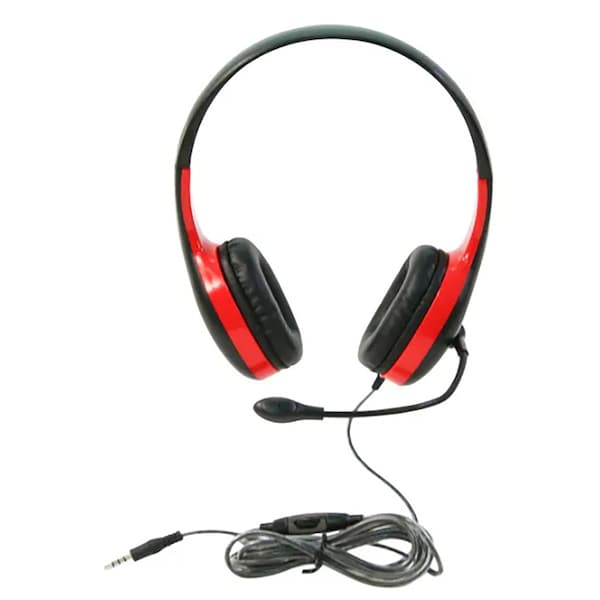 Califone On-Ear Headset with Gooseneck Microphone, 3.5mm, Red KH-08GT RD - main
