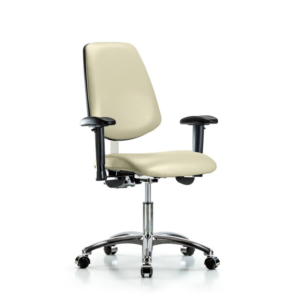 Blue Ridge Ergonomics Clean Room Chair Vin Desk Chair, Med, Bk, Cast, Wht, CL100, Adjustable Arms, 18" to 23" Height, Vinyl BR-NCR-VDHCH-MB-CR-T0-A1-CC-8501 - main