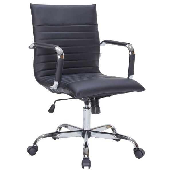 Leisuremod Harris Faux Leather Office Chair, Black HO19BLL - main