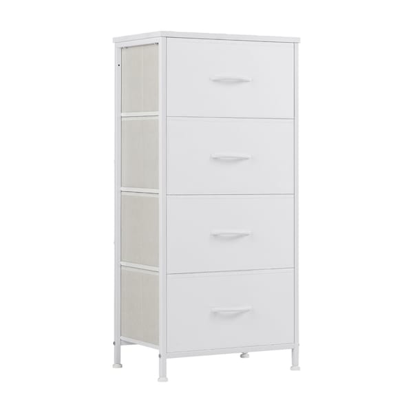 Homeroots 12" White Fabric Wood And Metal Four Drawer Dresser 635723 - main