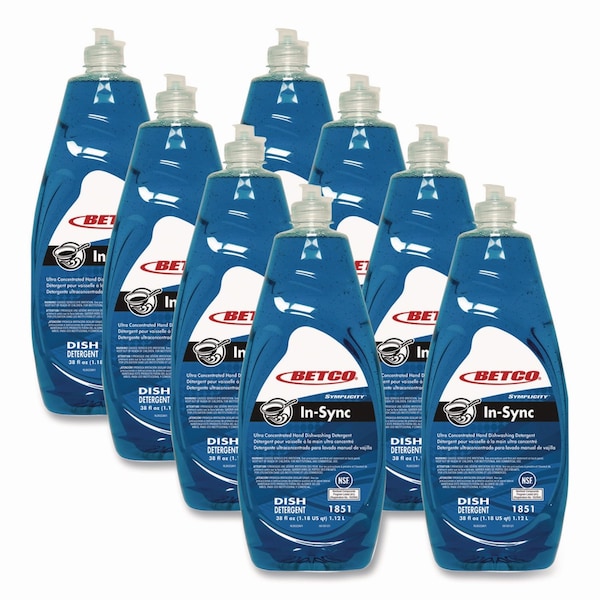 Betco Symplicity In-Sync Hand Dishwashing Detergent, Fresh Ozonic Scent, 38 oz Bottle, 8PK 1851B900 - main