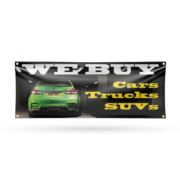 Signmission We Buy Cars Trucks & SUV, 18 Inch x 48 Inch, Vinyl Banner B-30924 - main