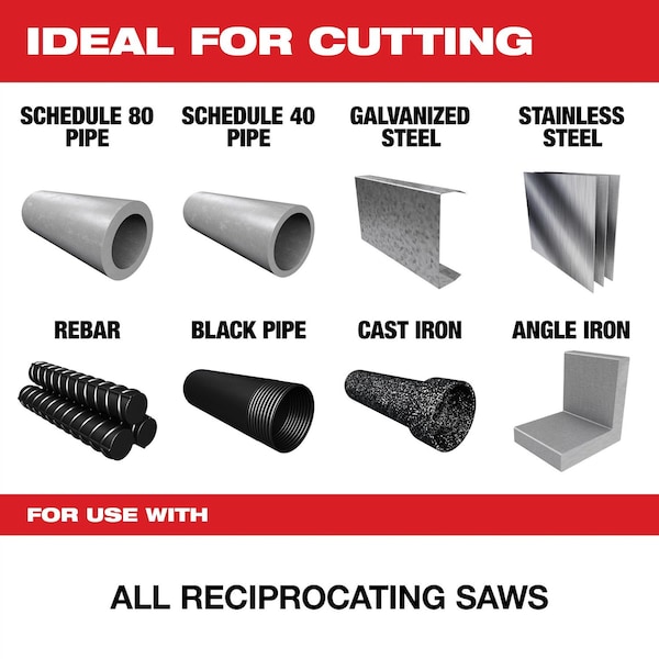 Milwaukee Tool 12 in. 8 TPI SAWZALL THE TORCH w/ NITRUS CARBIDE Reciprocating Saw Blade for Cast Iron & Metal, 1 PK 48-00-5263 - main