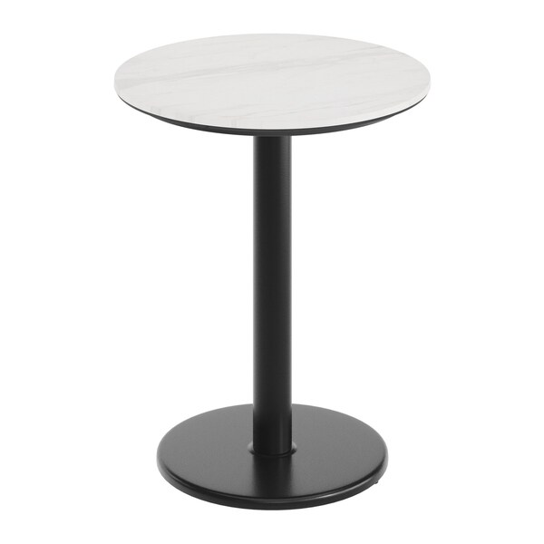 Flash Furniture 24" RND Tabletop, Seamless Surface Technology, White Faux Marble, 18" Round Black Table Height Base ST-RD24-WHMAR-TR18-GG - main